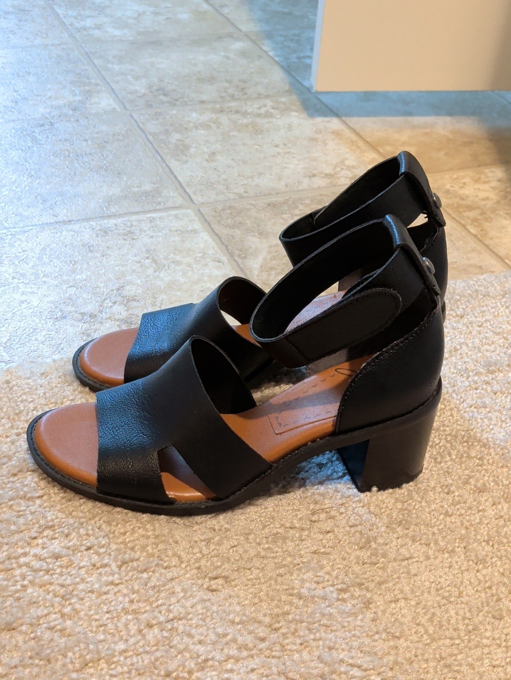 Zodiac Black Strappy Block Heel Sandals